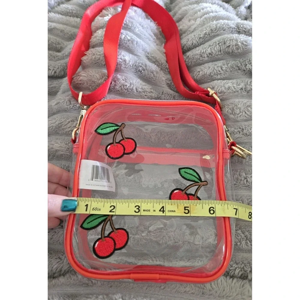 TARGET Art Class Girls' Clear with Red Embroidered Cherries Crossbody CUTE!